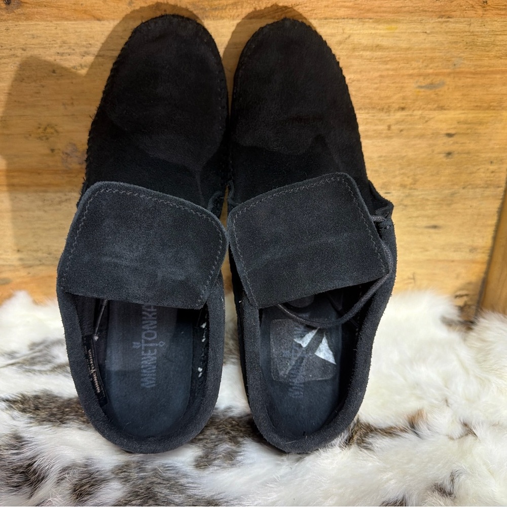Minnetonka Black Suede Women’s Loafers - Picture 3 of 10